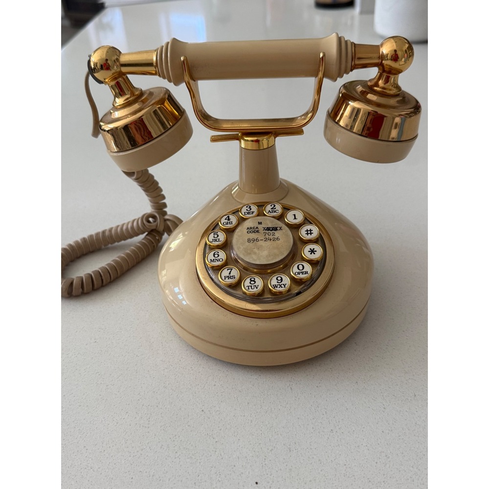 Vtg Western Electric Celebrity Cream Gold French Rotary Push Button Telephone